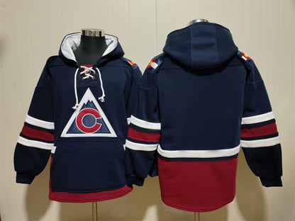 Men's Nathan MacKinnon Colorado Avalanche Navy Jersey Ageless Must-Have Pocket Lace-Up Pullover Hoodie