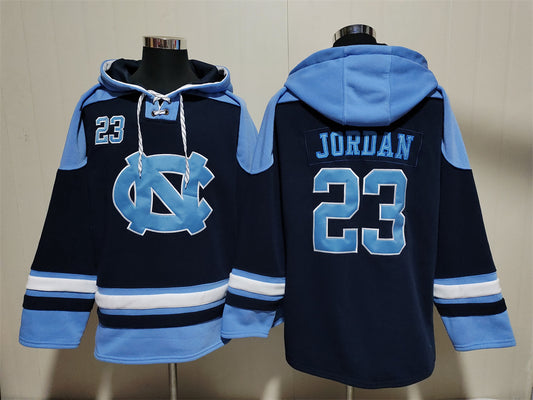 Men's Michael Jordan #23 North Carolina Tar Heels Blank Navy Pullover Hoodie