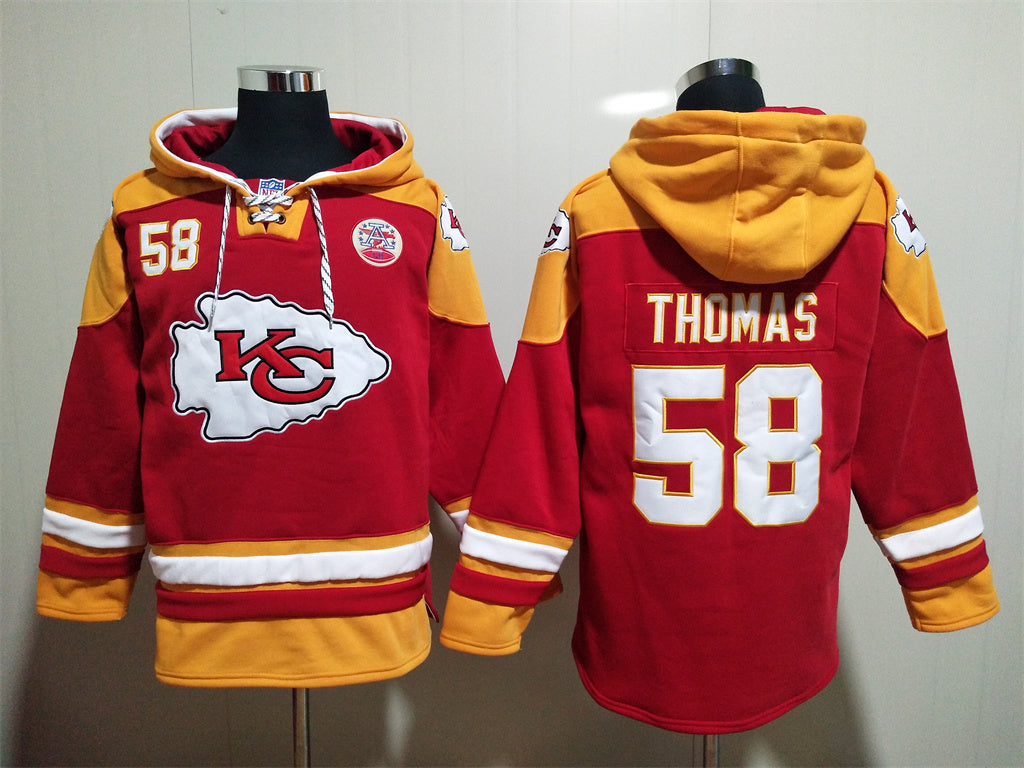 Men's Patrick Mahomes Kansas City Chiefs Red Jersey Ageless Must-Have Lace-Up Pullover Hoodie