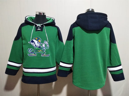 Men's Notre Dame Fighting Irish Blank Green Black Pullover Hoodie