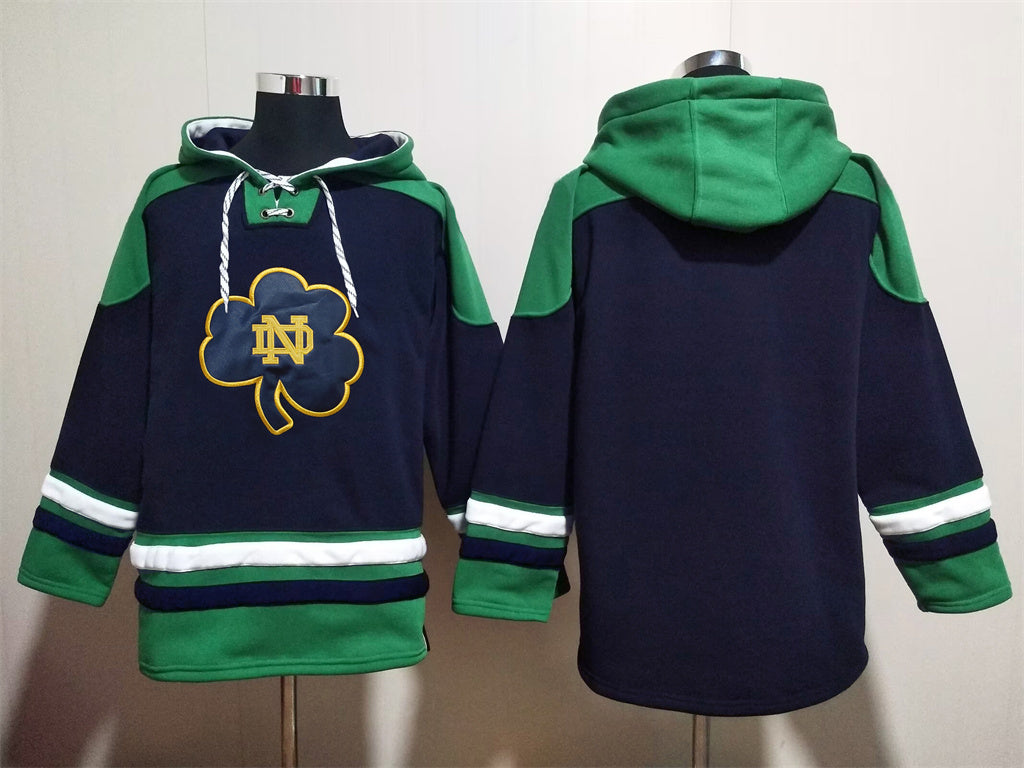 Men's Notre Dame Fighting Irish Blank Green Black Pullover Hoodie