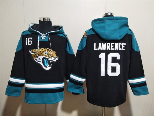 Men's Travis Hunter Trevor Lawrence Jacksonville Jaguars Black Jersey Ageless Must-Have Lace-Up Pullover Hoodie
