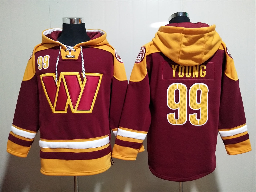 Men's Sean Taylor Terry McLaurin Washington Commanders Burgundy Ageless Must-Have Lace-Up Pullover Hoodie