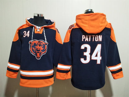 Men's Walter Payton Chicago Bears Navy Ageless Must-Have Lace-Up Pullover Hoodie