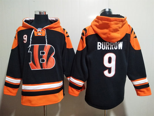 Men's Joe Burrow Cincinnati Bengals Jersey Ageless Must-Have Lace-Up Pullover Hoodie