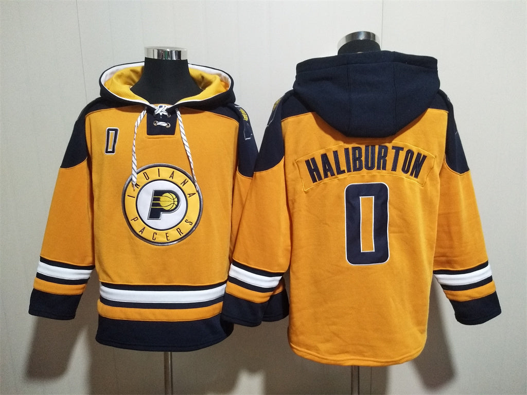 Men's Tyrese Haliburton Indiana Pacers Gold Ageless Must-Have Lace-Up Pullover Hoodie