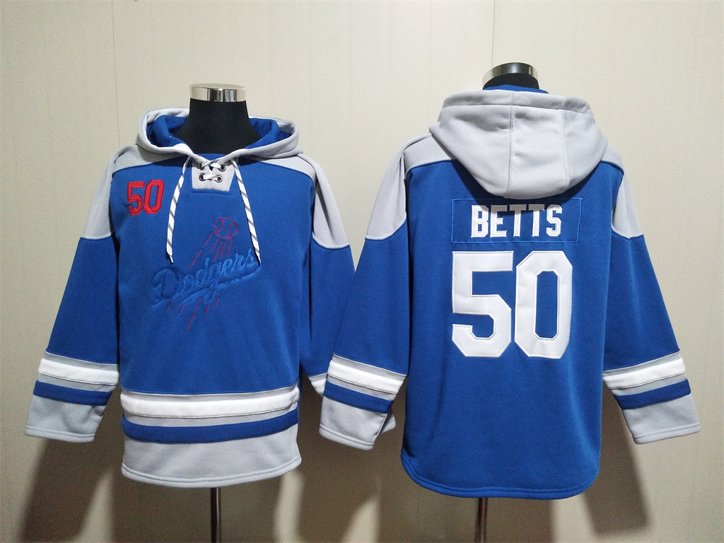 Men's Dodgers Royal Jersey Ageless Must-Have Lace-Up Pullover Hoodie
