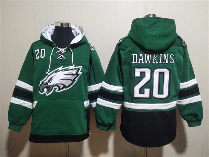 Men's Saquon Barkley Jalen Hurts Philadelphia Eagles Midnight Green Ageless Must-Have Pocket Lace-Up Pullover Hoodie