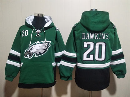 Men's Saquon Barkley Jalen Hurts Philadelphia Eagles Midnight Green Ageless Must-Have Pocket Lace-Up Pullover Hoodie