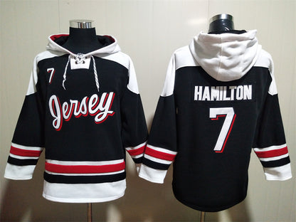 Men's Nico Hischier New Jersey Devils Alternate Black Jersey Ageless Must-Have Lace-Up Pullover Hoodie