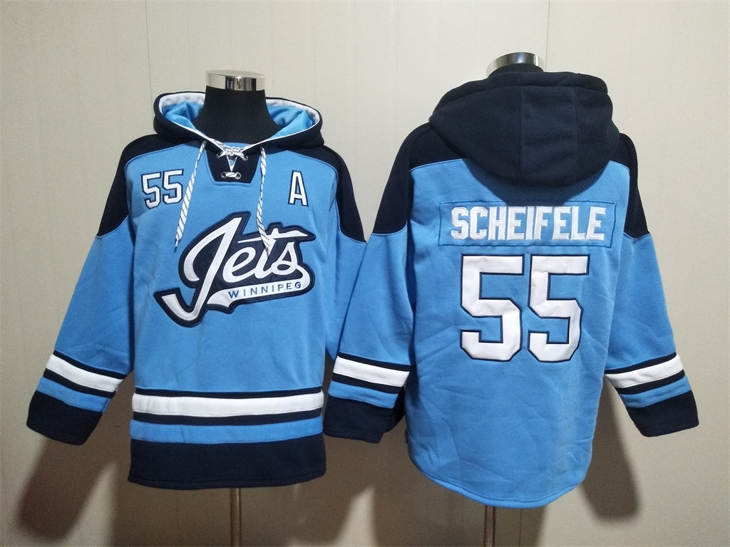 Men's Connor Hellebuyck Winnipeg Jets Light Blue Alternate Blue Jersey Ageless Must-Have Lace-Up Pullover Hoodie