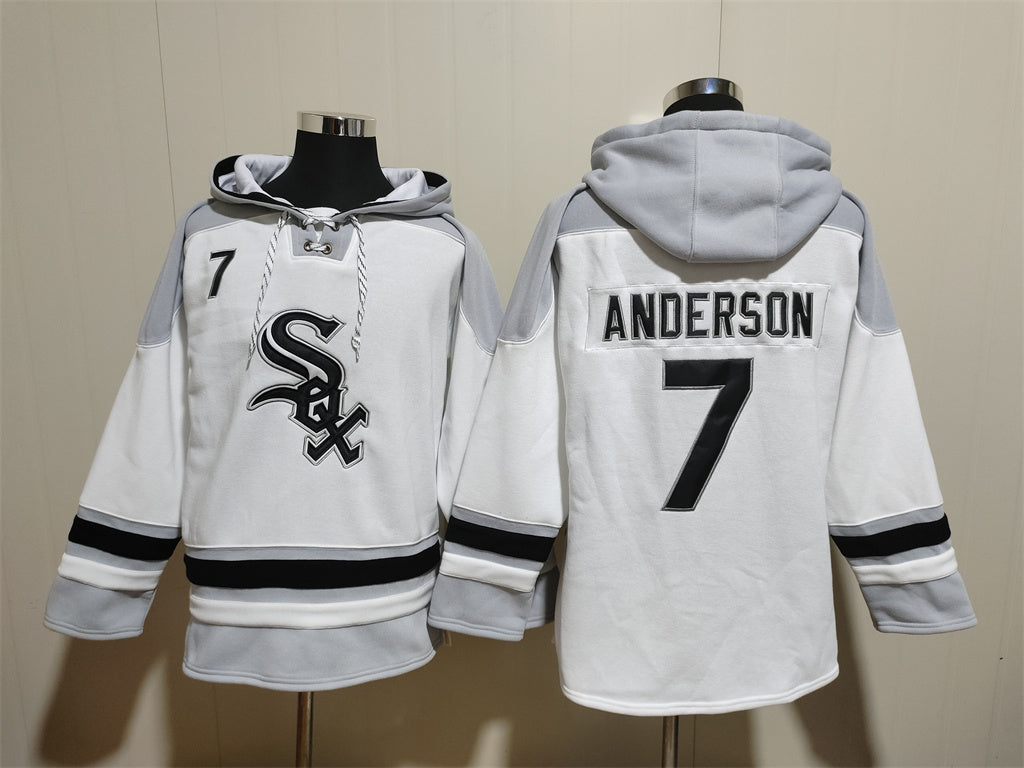 Men's Frank Thomas Chicago White Sox White Jersey Ageless Must-Have Lace-Up Pullover Hoodie