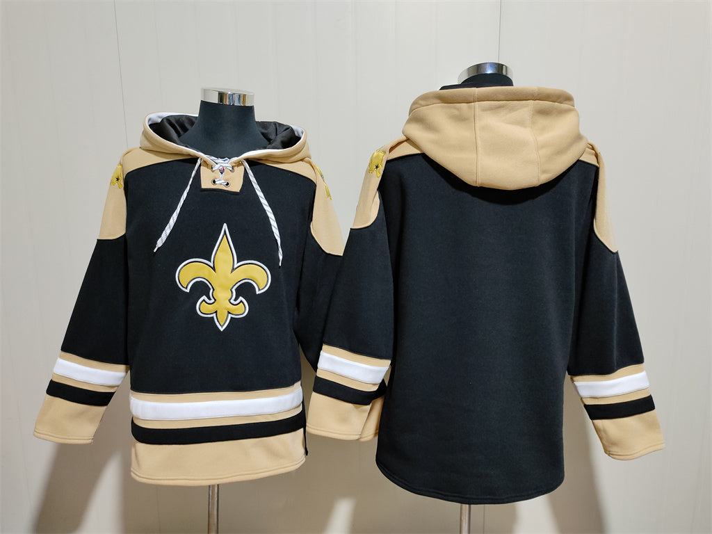 Men's Alvin Kamara New Orleans Saints Black Jersey Ageless Must-Have Lace-Up Pullover Hoodie