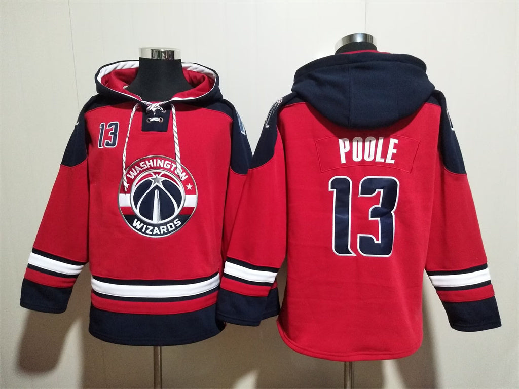 Men's Jordan Poole Washington Wizards Red Ageless Must-Have Lace-Up Pullover Hoodie