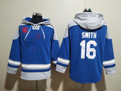 Men's Dodgers Royal Jersey Ageless Must-Have Lace-Up Pullover Hoodie