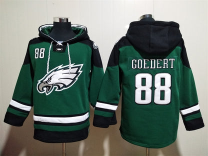 Men's Saquon Barkley Jalen Hurts Philadelphia Eagles Midnight Green Ageless Must-Have Lace-Up Pullover Hoodie