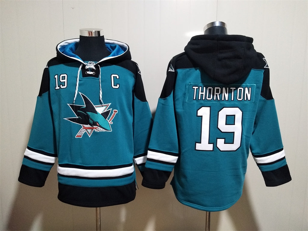 Men's Logan Couture San Jose Sharks Teal Jersey Ageless Must-Have Lace-Up Pullover Hoodie
