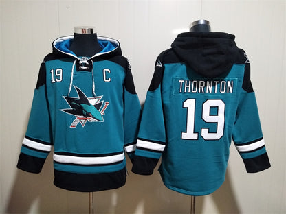 Men's Logan Couture San Jose Sharks Teal Jersey Ageless Must-Have Lace-Up Pullover Hoodie