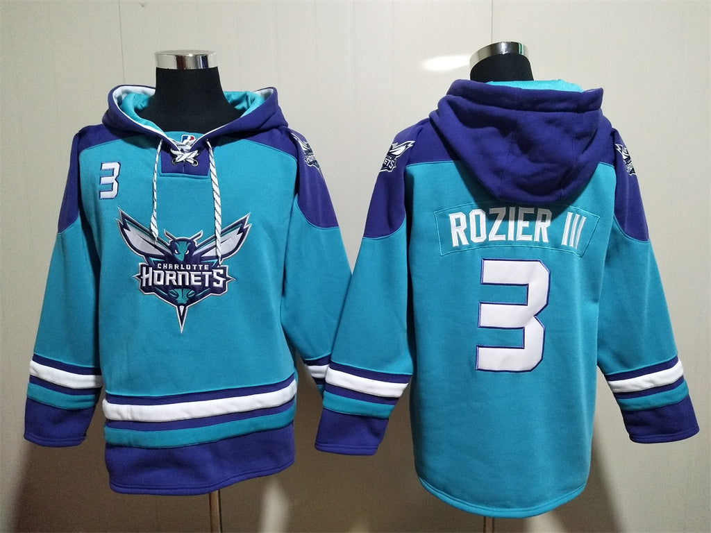 Men's Larry Johnson Charlotte Hornets Teal Ageless Must-Have Lace-Up Pullover Hoodie