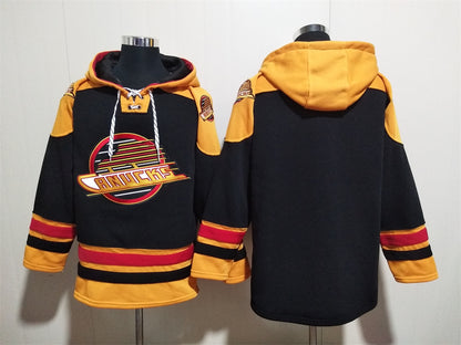 Men's Elias Pettersson Vancouver Canucks Alternate Black Jersey Ageless Must-Have Lace-Up Pullover Hoodie