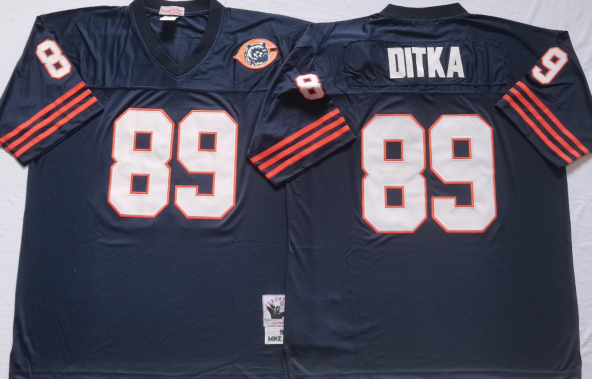 Men's Mike Ditka #89 Chicago Bears White Navy Vintage Stitched Football Jersey