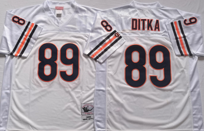Men's Mike Ditka #89 Chicago Bears White Navy Vintage Stitched Football Jersey