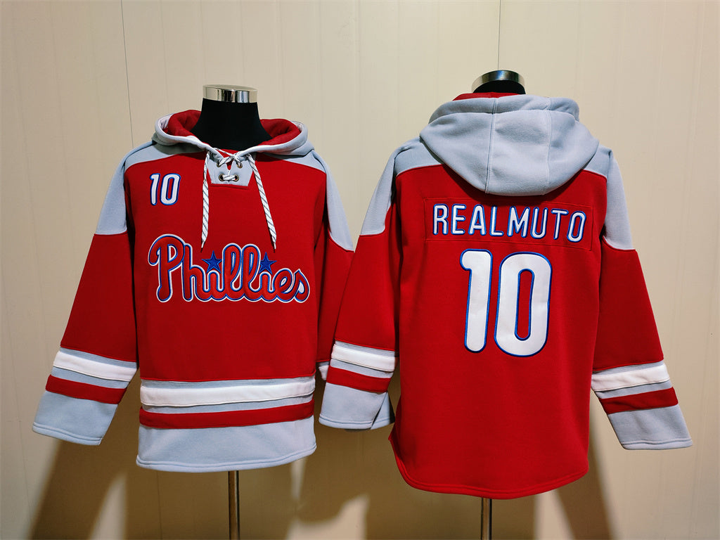 Men's Philadelphia Phillies Red Jersey Ageless Must-Have Lace-Up Pullover Hoodie