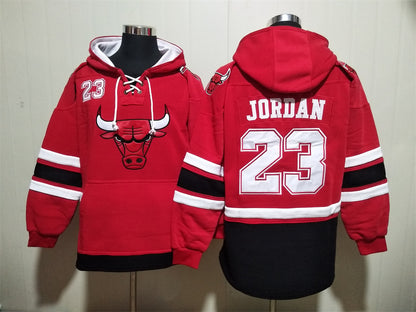 Men's Chicago Bulls #23 Michael Jordan Blank Red Pullover Hoodie