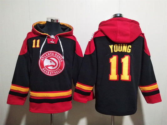 Men's Trae Young Atlanta Hawks Black Ageless Must-Have Lace-Up Pullover Hoodie