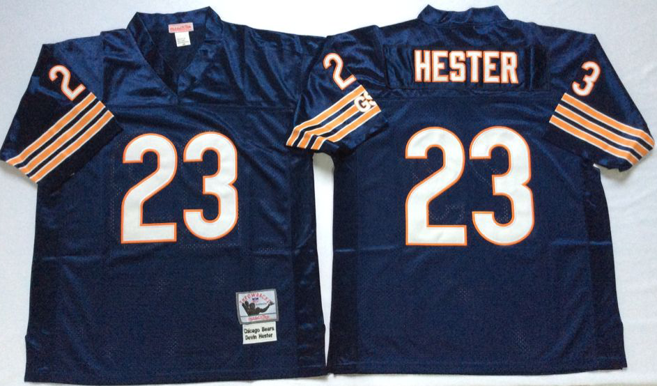 Men's Devin Hester #23 Chicago Bears White Navy Vintage Stitched Football Jersey