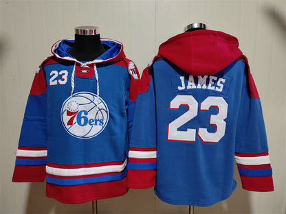 Men's LeBron James Philadelphia 76ers Blank Royal Pullover Hoodie