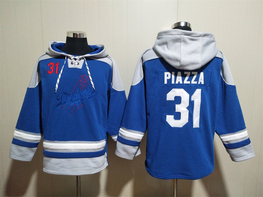 Men's Dodgers Royal Jersey Ageless Must-Have Lace-Up Pullover Hoodie