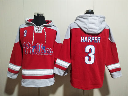 Men's Philadelphia Phillies Red Jersey Ageless Must-Have Lace-Up Pullover Hoodie