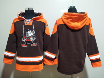 Men's Deshaun Watson Cleveland Browns Brown Jersey Ageless Must-Have Lace-Up Pullover Hoodie