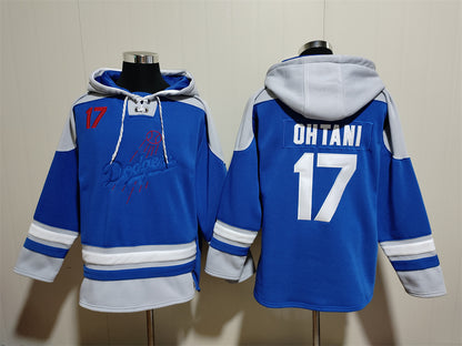 Men's Dodgers Royal Jersey Ageless Must-Have Lace-Up Pullover Hoodie