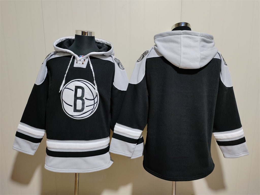 Men's Brooklyn Nets Mikal Bridges Black Ageless Must-Have Lace-Up Pullover Hoodie