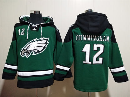 Men's Saquon Barkley Jalen Hurts Philadelphia Eagles Midnight Green Ageless Must-Have Lace-Up Pullover Hoodie