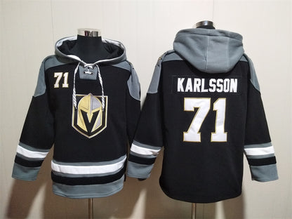 Men's William Karlsson Vegas Golden Knights Black Jersey Ageless Must-Have Lace-Up Pullover Hoodie