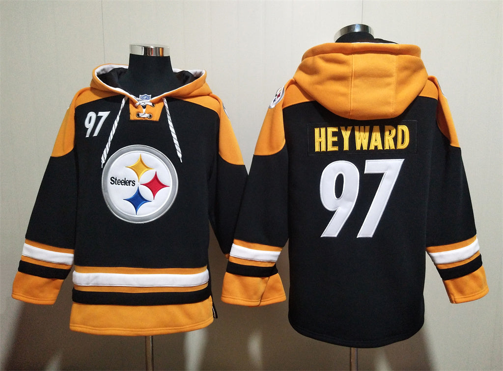 Men's Aaron Rodgers T.J. Watt Pittsburgh Steelers Black Ageless Must-Have Lace-Up Pullover Hoodie