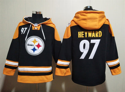 Men's Aaron Rodgers T.J. Watt Pittsburgh Steelers Black Ageless Must-Have Lace-Up Pullover Hoodie