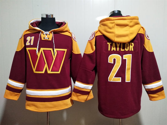 Men's Sean Taylor Terry McLaurin Washington Commanders Burgundy Ageless Must-Have Lace-Up Pullover Hoodie