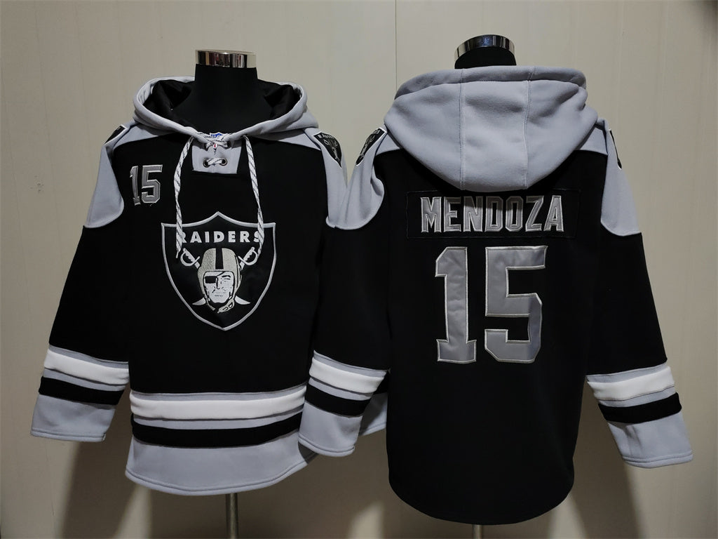 Men's Fernando Mendoza Las Vegas Raiders Black Ageless Must-Have Lace-Up Pullover Hoodie
