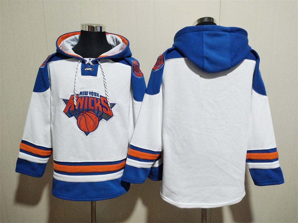 Men's Jalen Brunson New York Knicks Blank White Pullover Hoodie