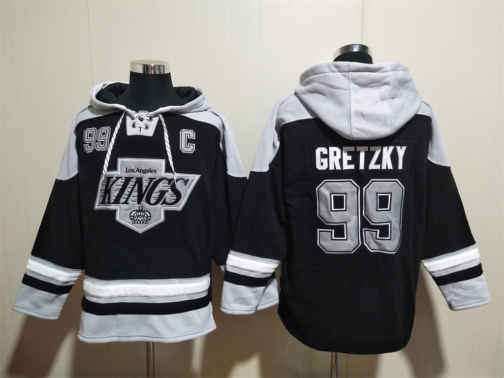 Men's Wayne Gretzky Los Angeles Kings Black Jersey Ageless Must-Have Lace-Up Pullover Hoodie