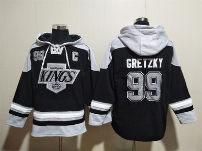 Men's Wayne Gretzky Los Angeles Kings Black Jersey Ageless Must-Have Lace-Up Pullover Hoodie