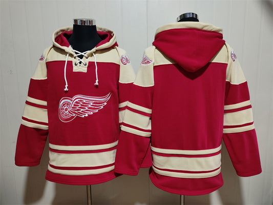Men's Detroit Red Wings Red Jersey Ageless Must-Have Lace-Up Pullover Hoodie