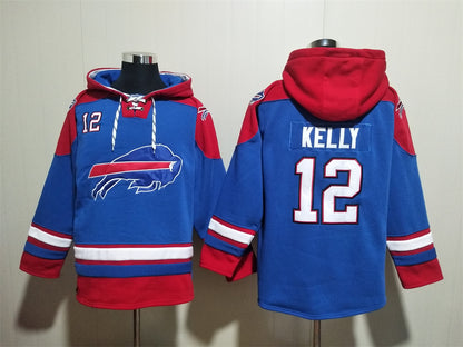 Men's Dawson Knox Josh Allen Buffalo Bills Royal Jersey Ageless Must-Have Lace-Up Pullover Hoodie