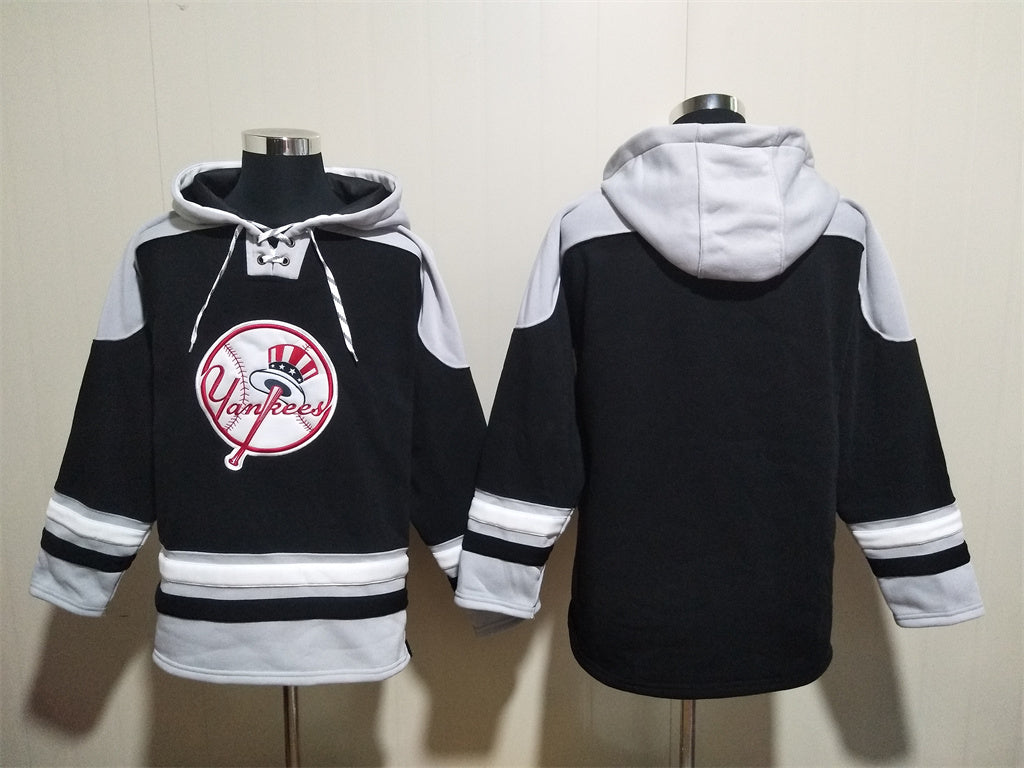 Men's Derek Jeter Yankees Black Jersey Ageless Must-Have Lace-Up Pullover Hoodie