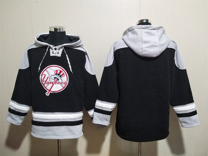 Men's Derek Jeter Yankees Black Jersey Ageless Must-Have Lace-Up Pullover Hoodie