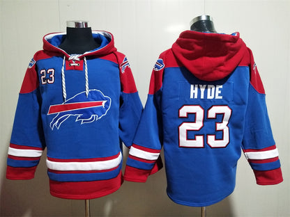 Men's Dawson Knox Josh Allen Buffalo Bills Royal Jersey Ageless Must-Have Lace-Up Pullover Hoodie